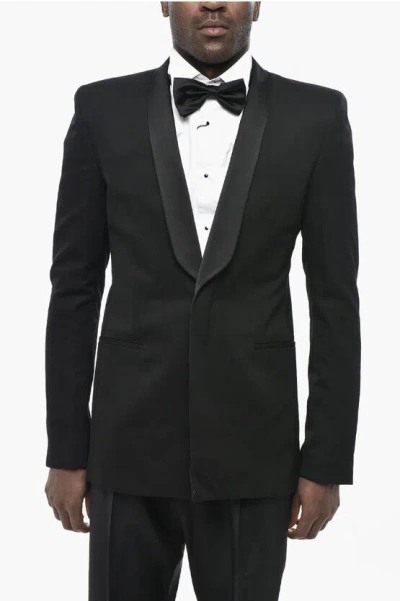 Givenchy Slim-fit Blazer With Satin Shawl Lapel In Black