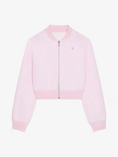 Givenchy Slim Fit Bomber In Cotton With  Medallion In Baby Pink