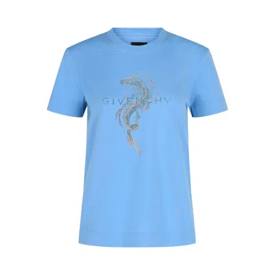 Pre-owned Givenchy Slim Fit Capricorn Dragon T-shirt 'sky Blue' | Women's Size L