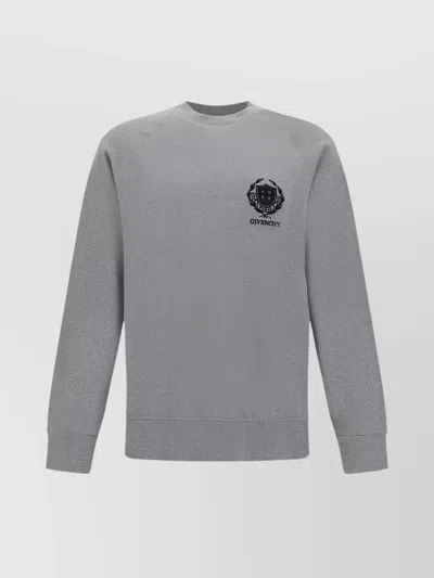 Givenchy Crest Slim Fit Sweatshirt In Fleece In Grey