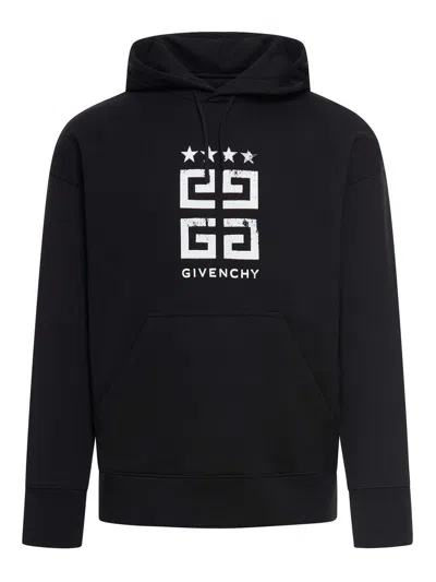 Givenchy Black Sweater With 4g Logo Jacquard With Used Effect In Cotton Man