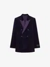 Givenchy Slim Fit Jacket In Velvet With Satin Collar In Purple