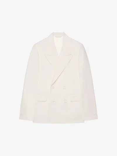 Givenchy Slim Fit Jacket In Wool And Mohair In White