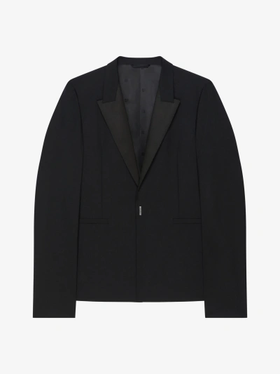 Givenchy Slim Fit Jacket In Wool And Mohair With Satin Collar In Black