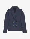Givenchy Denim Double-breasted Blazer In Blue