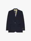 Givenchy Slim Fit Jacket In Wool With 2g Button In Midnight Blue