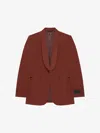Givenchy Slim Fit Jacket In Wool With Satin Collar In Dark Rust