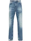 Givenchy Washed Denim Tapered Leg Jeans With Contrast Stitching In Blue
