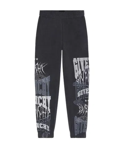 Givenchy Slim Fit Jogger Pants In Embroidered Felpa In Black