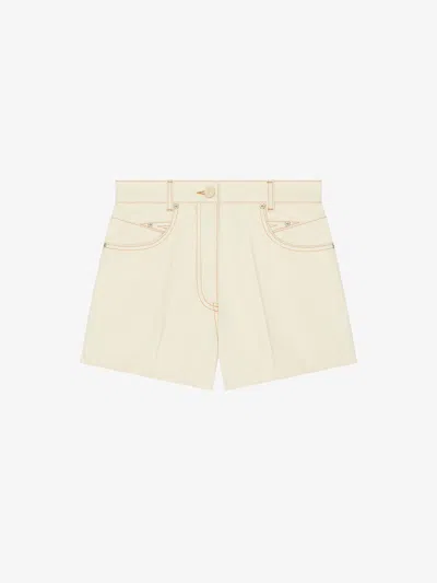 Givenchy Slim Fit Mini Shorts In Denim In Ecru