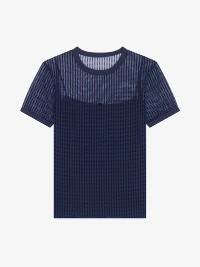 Givenchy Women's Slim Fit Polka Dots T-shirt In Tulle In Navy