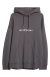 Givenchy Slim Fit Reverse Cotton Logo Hoodie In Charcoal