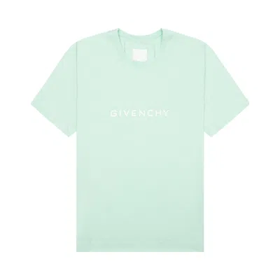 Pre-owned Givenchy Slim Fit Reverse Print T-shirt 'aqua Green' In Blue