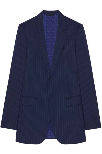 Givenchy Slim Fit Striped Jacket In Wool In Blue