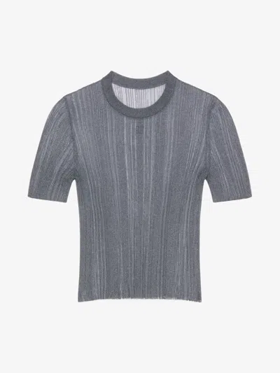 Givenchy Slim Fit Sweater In Transparent Knit In Shark Grey