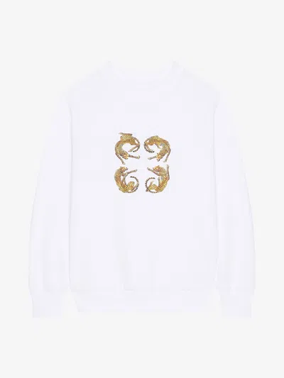 GIVENCHY SLIM FIT SWEATSHIRT IN FLEECE WITH 4G LEOPARD PRINT