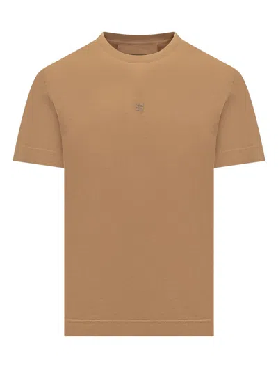 Givenchy Logo-embroidered Crewneck T-shirt In Brown