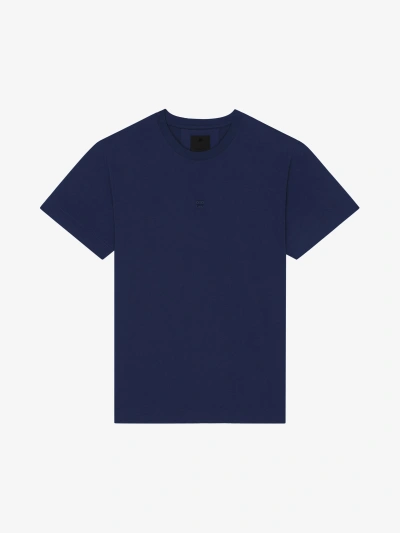 Givenchy Slim Fit T-shirt In Cotton With 4g Embroidery In Navy