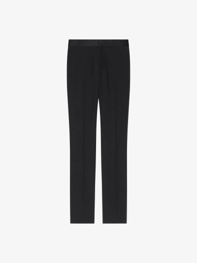 Givenchy Slim Fit Tailored Pants In Wool With Satin In Black
