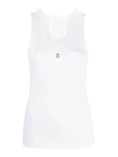 Givenchy Canotta In Cotone Stretch Bianco Donna In White