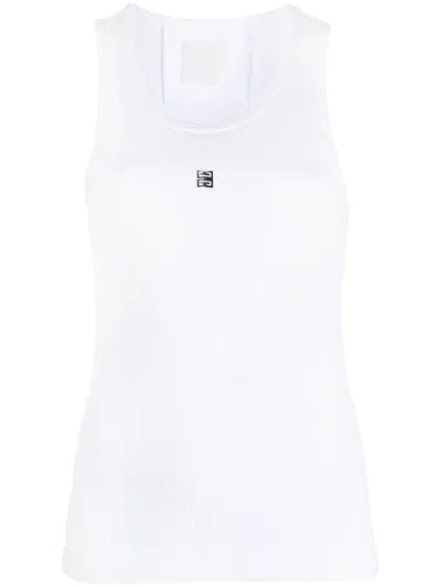Givenchy Slim Fit Tank Top In Cotton With 4g Detail In White
