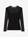 Givenchy Slim Fit Top In Jersey And Monogram 72 Tulle In Black