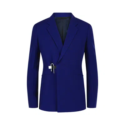 Pre-owned Givenchy Slim Fit U-lock Blazer In Wool 'cobalt' | Blue | Men's Size 44