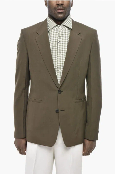 Givenchy Slim-fit Wool Blazer With Classic Notch Lapels In Green