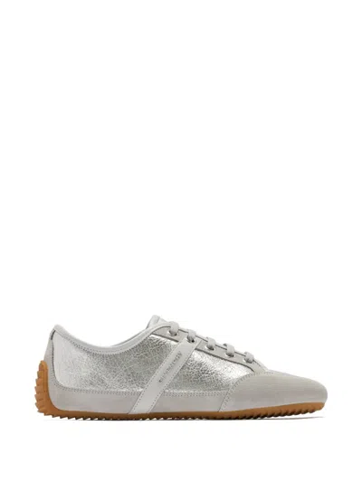 Givenchy Slim Metallic-effect Panelled Lace-up Sneakers In Silver
