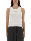 Givenchy White Sleeveless Top With Logo Lettering On The Front In Cotton Stretch Woman In White