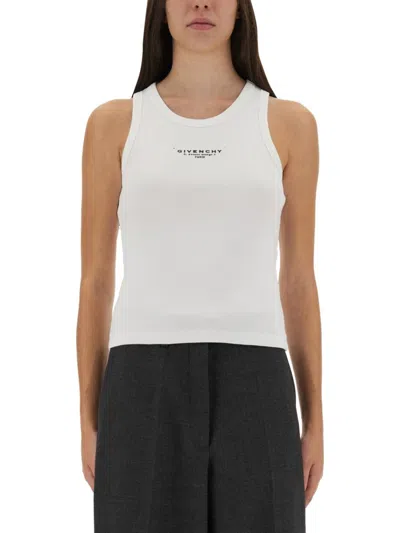 Givenchy Slim Tank Top With Logo Print In Neutral