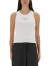 Givenchy White Sleeveless Top With Logo Lettering On The Front In Cotton Stretch Woman In White