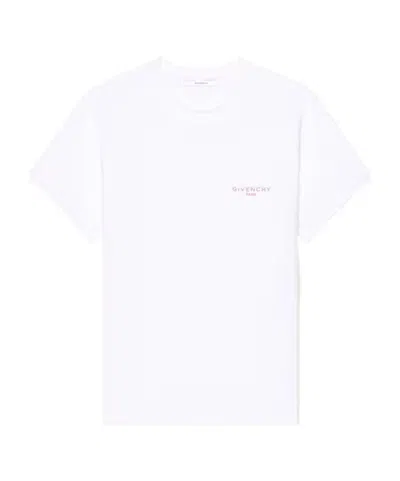 Givenchy Slim T-shirt In Cotton With  Paris Embroidery In White