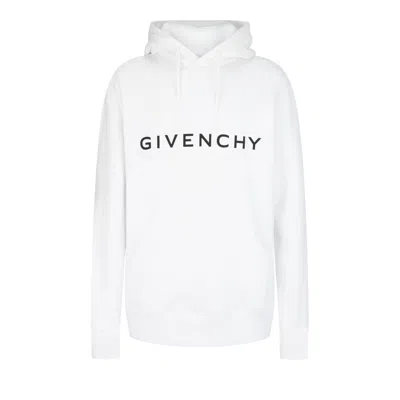 Pre-owned Givenchy Slim-fit Logo Print Hoodie 'white' | Men's Size S