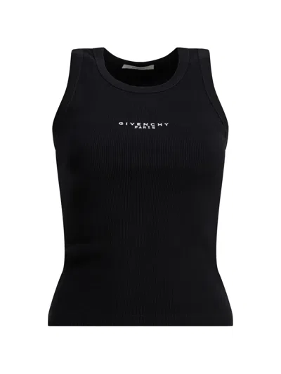 Givenchy Slim-fit Logo-detail Ribbed Cotton Top In Black
