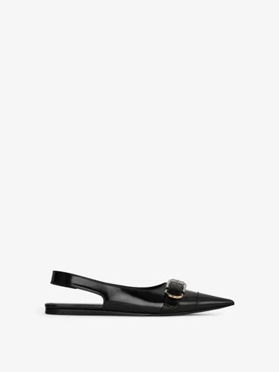 Givenchy Voyou Buckle-detailed Leather Slingback Flats In Black