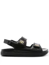 Givenchy Women Leather Sandals With 4g Metal Details In Black