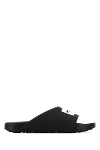 Givenchy Black Sandals With Wide Band And Contrasting Logo Patch In Rubber Man