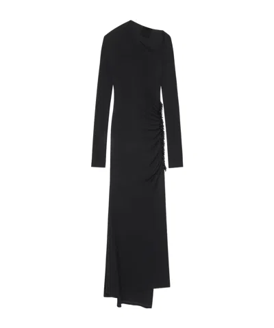Givenchy Off-shoulder Asymmetric Midi Dress With Beaded Detail In Black