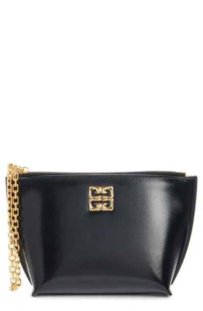 Givenchy Small 4g Liquid Calfskin Clutch In Black