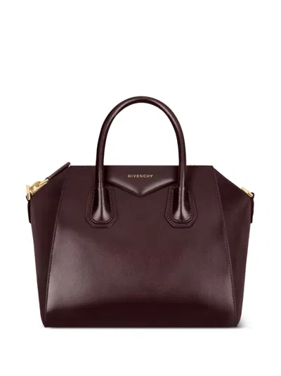Givenchy Small Antigona Bag In Box Leather In Burgundy