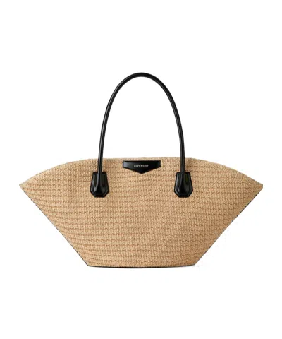 Givenchy Small Antigona Basket Bag In Raffia In Natural Color