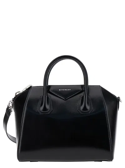 GIVENCHY GIVENCHY 'SMALL ANTIGONA' BLACK CROSSBODY BAG WITH DEBOSSED LOGO IN SMOOTH LEATHER WOMAN