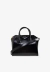 Givenchy Antigona Small Black Handbag With Laminated Logo In Hammered Leather Woman In Black