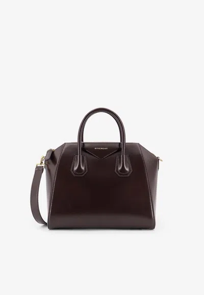 Givenchy Small Antigona Box Leather Top Handle Bag In Brown