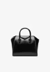 Givenchy Antigona Small Black Handbag With Laminated Logo In Hammered Leather Woman In Black
