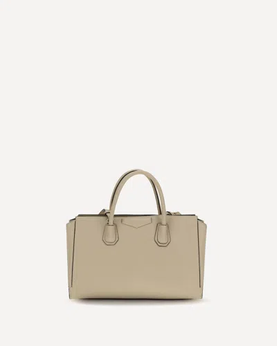 Givenchy Small Antigona Catchall Glossy Grained Leather Handbag In Beige