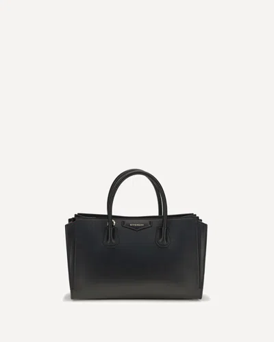 Givenchy Small Antigona Catchall Glossy Grained Leather Handbag In Nero
