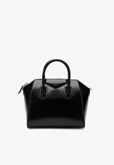 Givenchy Antigona Mini Top Handle Bag In Grained Leather In Black