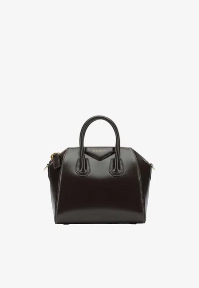 Givenchy Small Antigonia Leather Handbag In Dark Brown